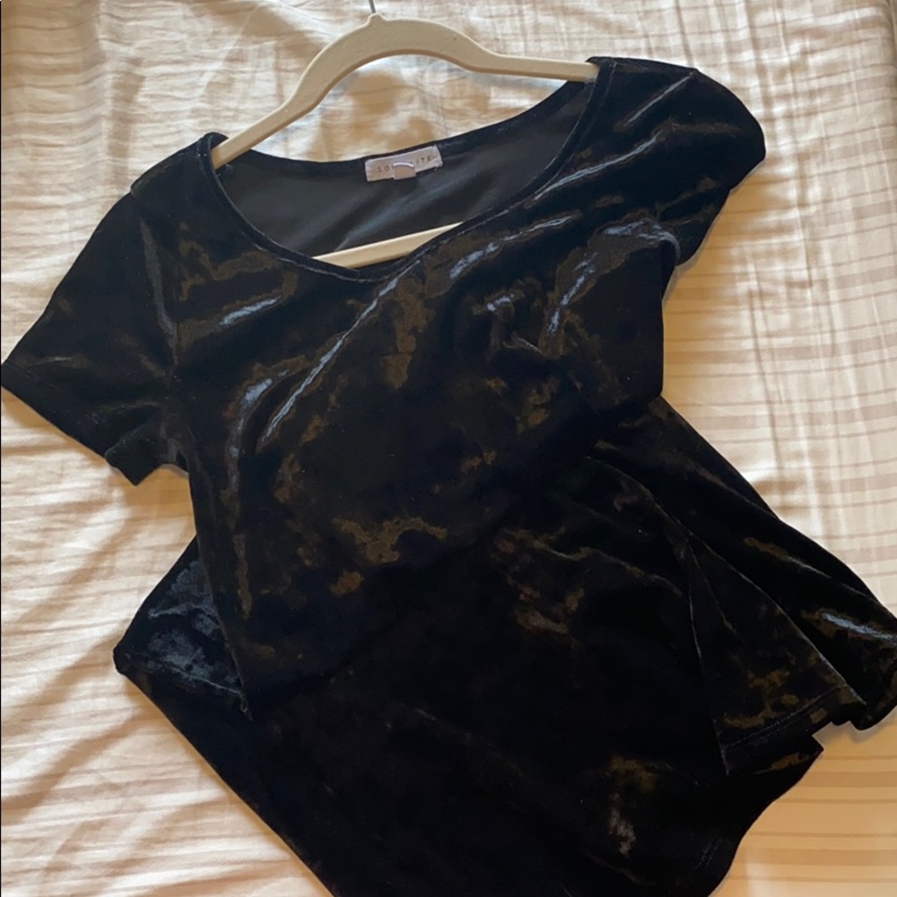 Black Scoop Neck Velvet Swing Dress Size XS